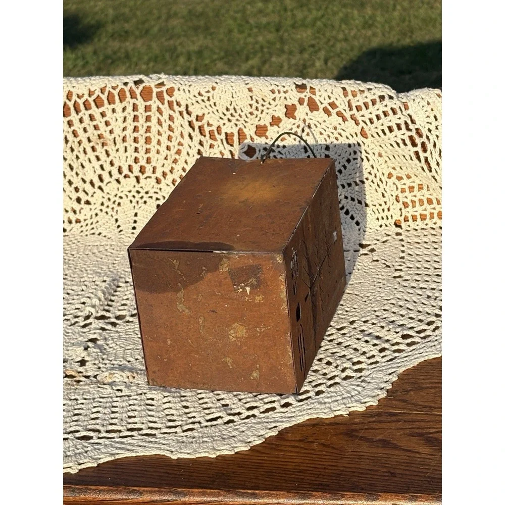 Metal Rust Patina Candle Luminara Christmas Tree Country Farmhouse Decor